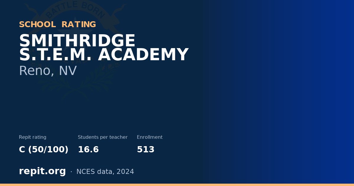 SMITHRIDGE S.T.E.M. ACADEMY, Reno, NV — Repit school rating C (50/100)