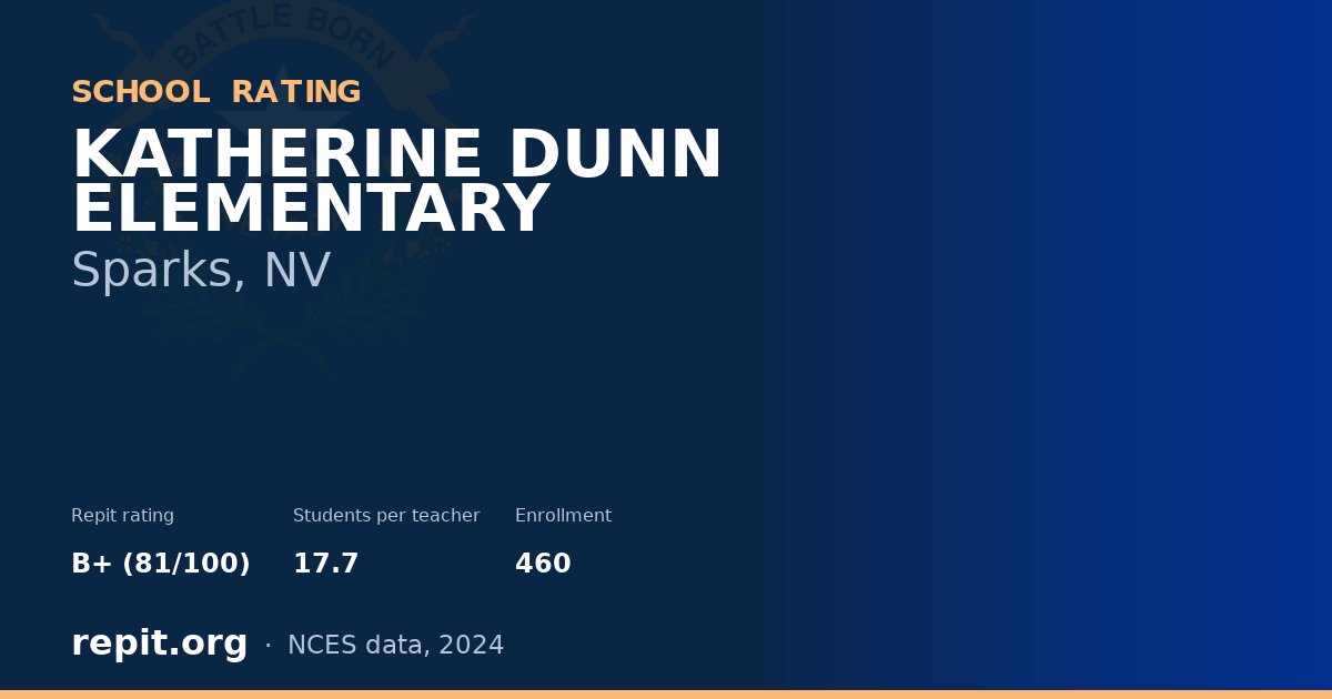 KATHERINE DUNN ELEMENTARY, Sparks, NV — Repit school rating B+ (81/100)