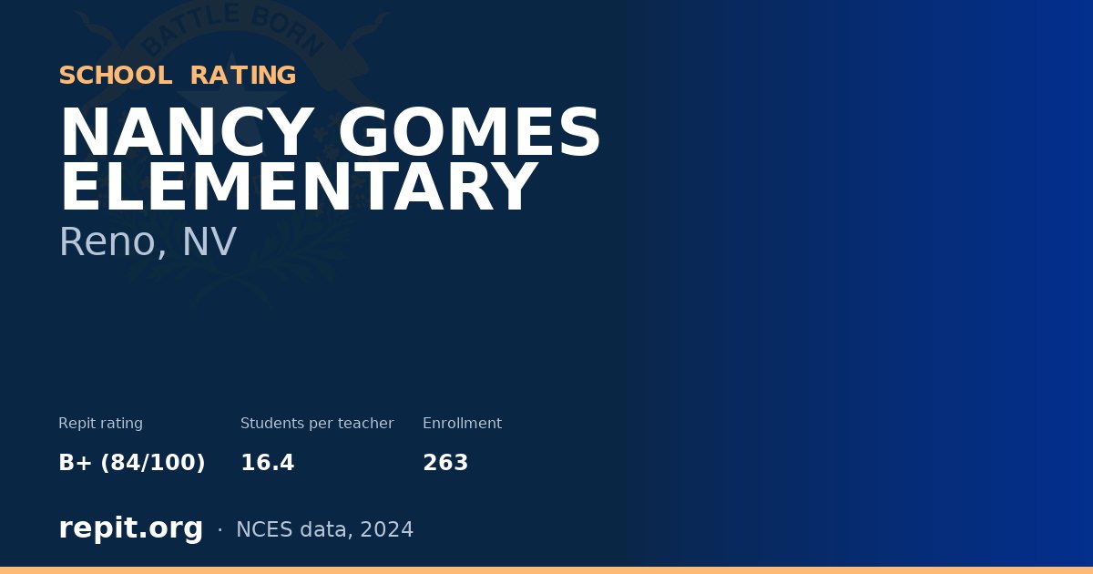 NANCY GOMES ELEMENTARY, Reno, NV — Repit school rating B+ (84/100)