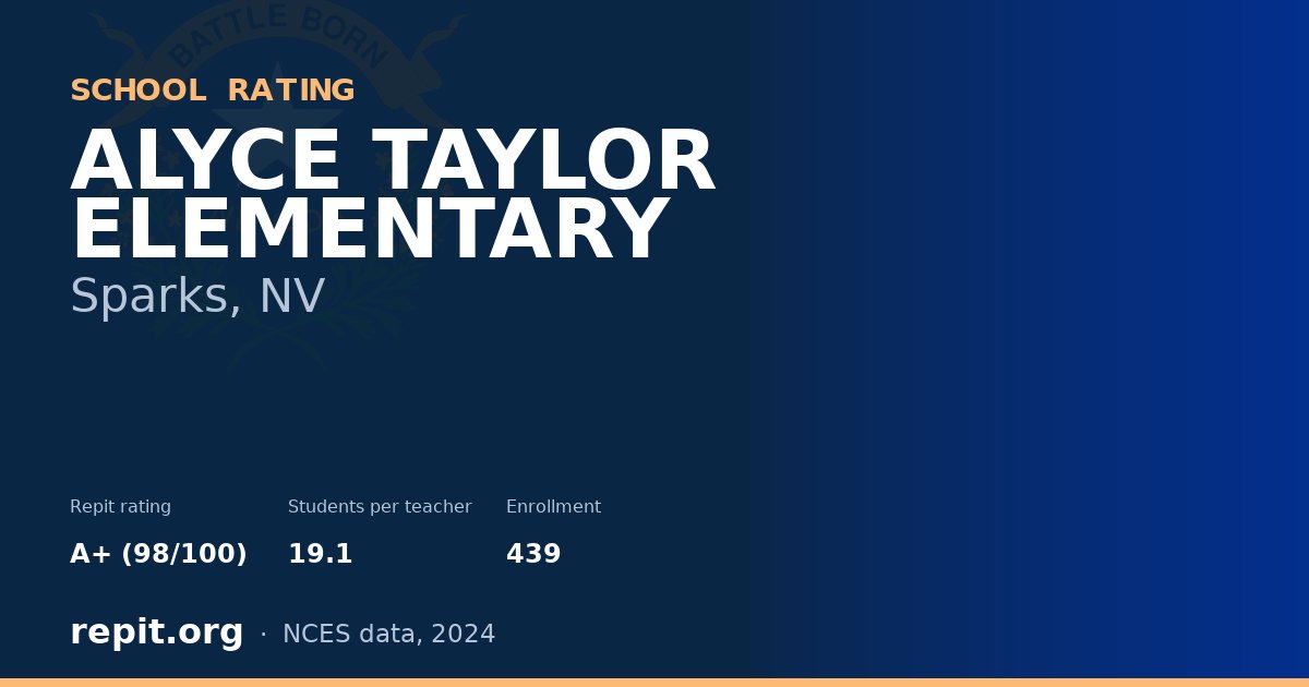 ALYCE TAYLOR ELEMENTARY, Sparks, NV — Repit school rating A+ (98/100)