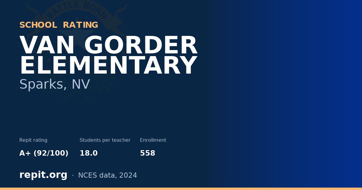 VAN GORDER ELEMENTARY, Sparks, NV — Repit school rating A+ (92/100)