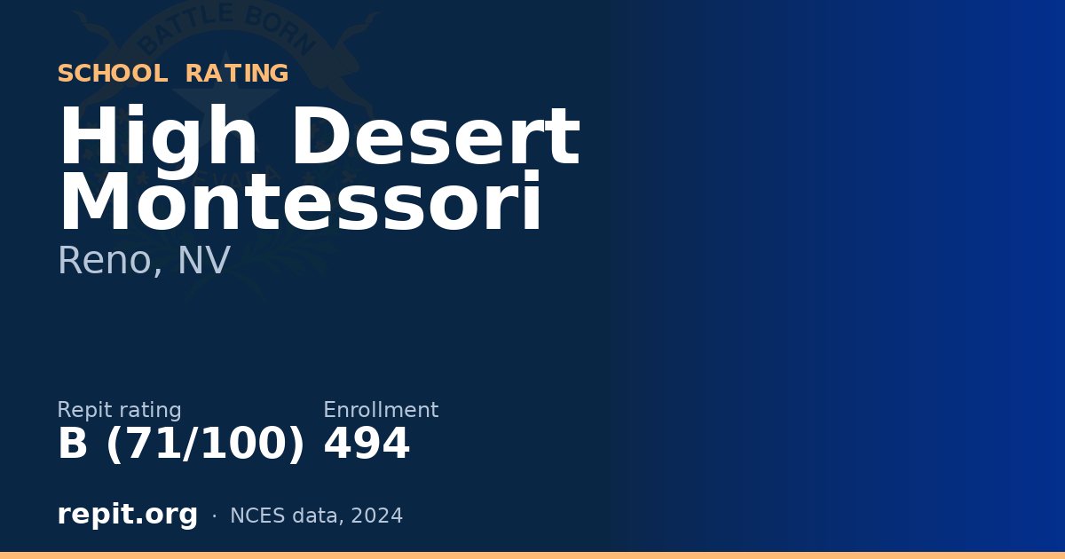 High Desert Montessori, Reno, NV — Repit school rating B (71/100)