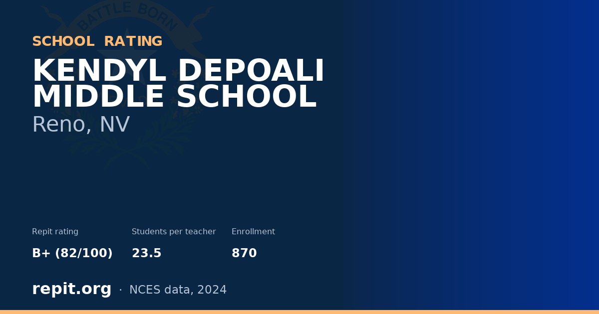 KENDYL DEPOALI MIDDLE SCHOOL, Reno, NV — Repit school rating B+ (82/100)
