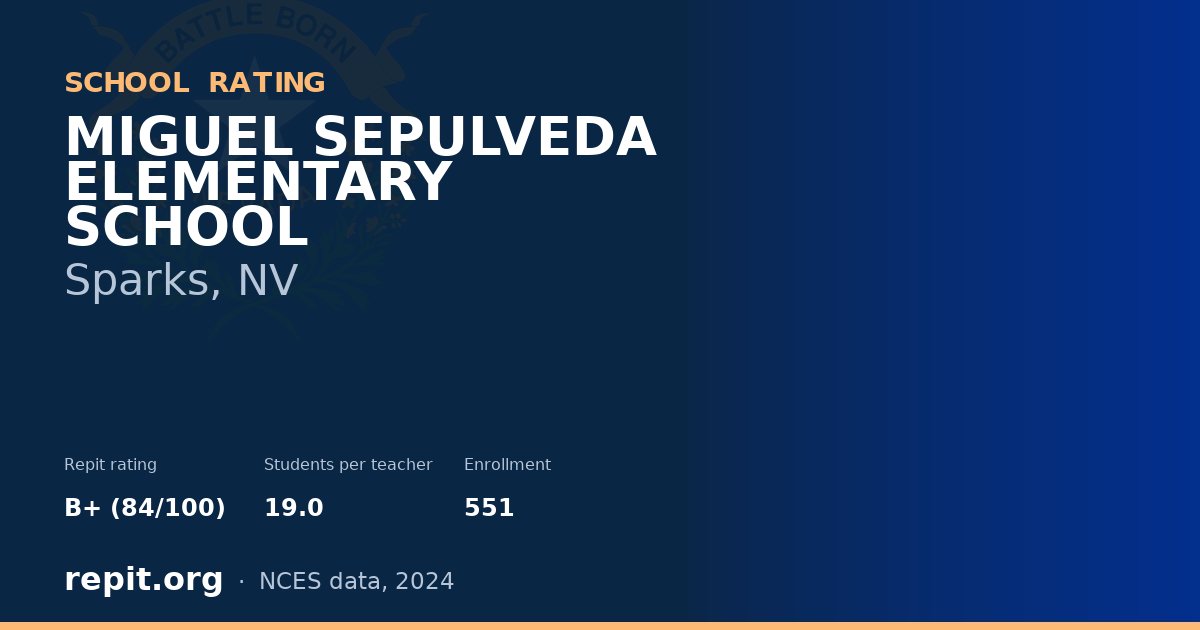 MIGUEL SEPULVEDA ELEMENTARY SCHOOL, Sparks, NV — Repit school rating B+ (84/100)