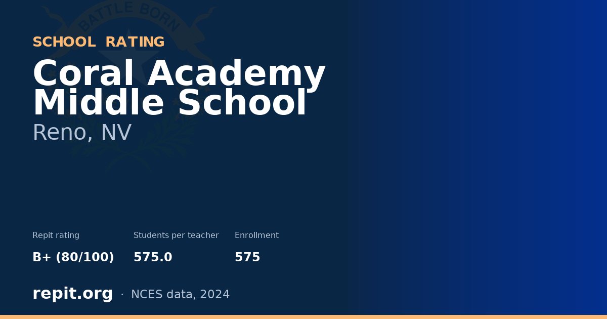 Coral Academy Middle School, Reno, NV — Repit school rating B+ (80/100)
