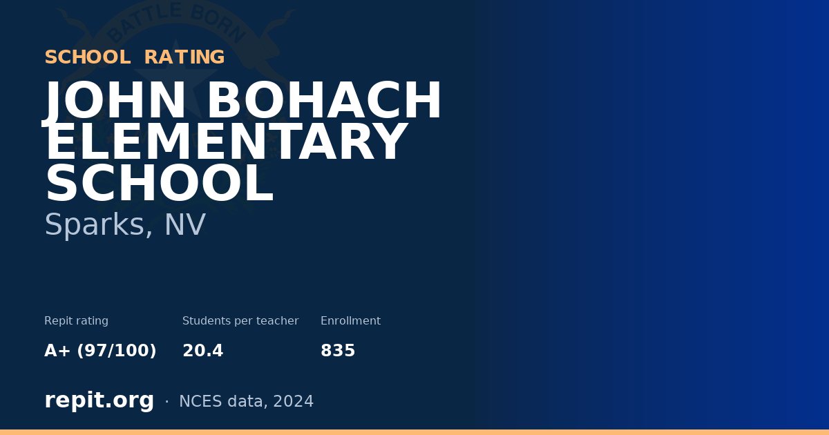 JOHN BOHACH ELEMENTARY SCHOOL, Sparks, NV — Repit school rating A+ (97/100)