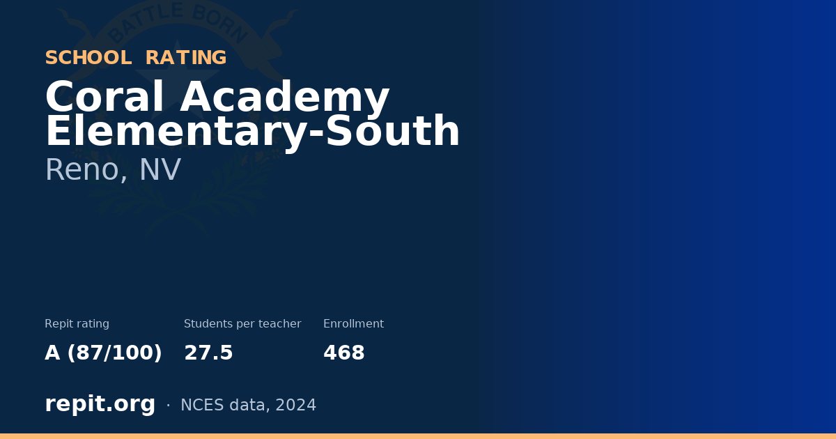 Coral Academy Elementary-South, Reno, NV — Repit school rating A (87/100)