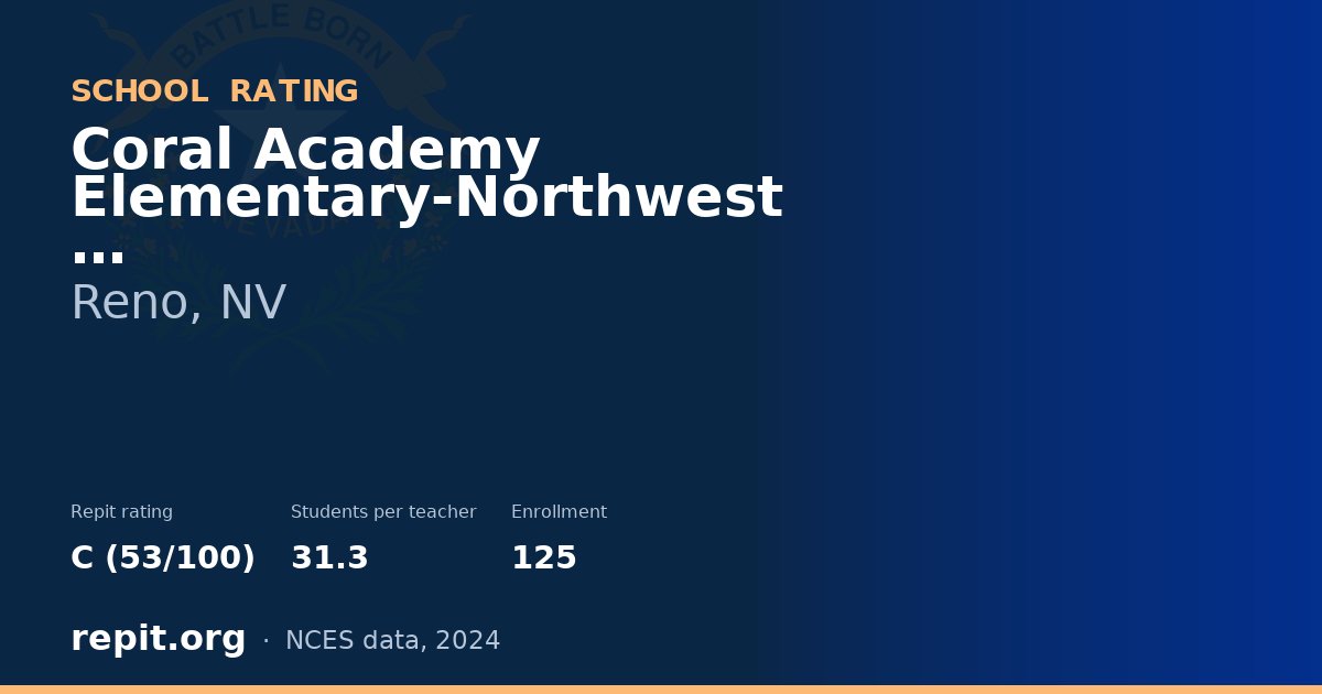 Coral Academy Elementary-Northwest, Reno, NV — Repit school rating C (53/100)