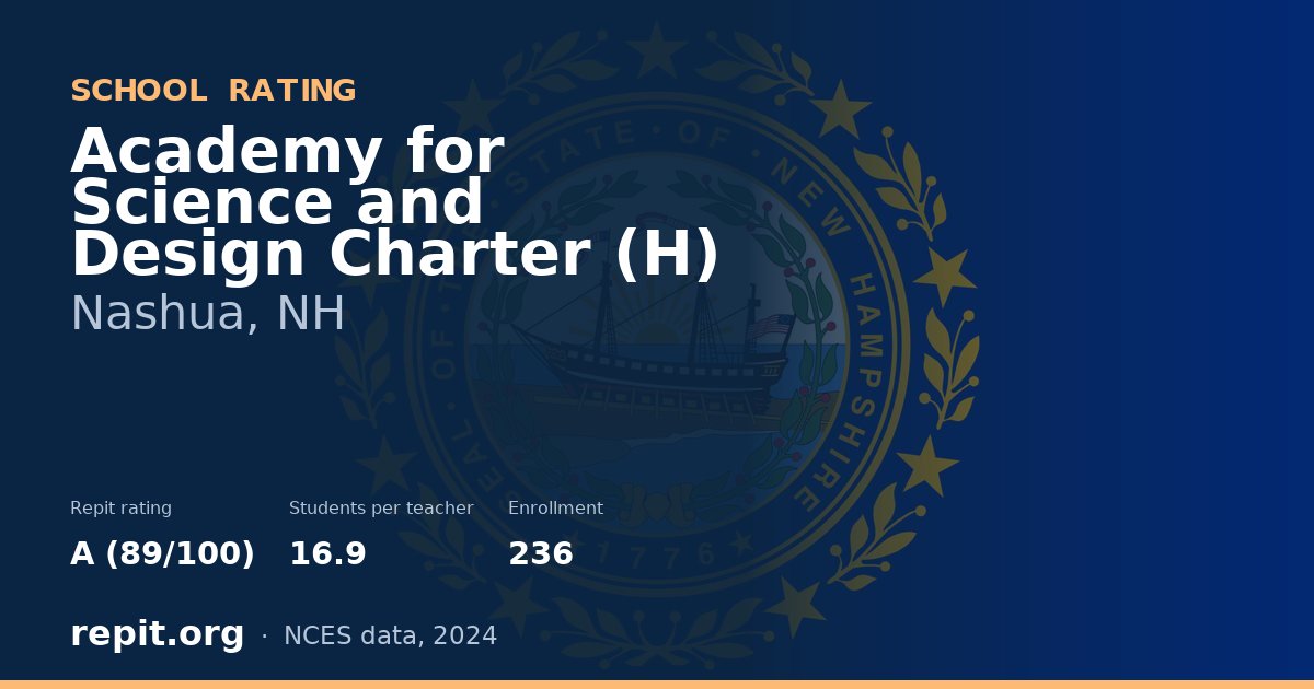 Academy for Science and Design Charter (H), Nashua, NH — Repit school rating A (89/100)