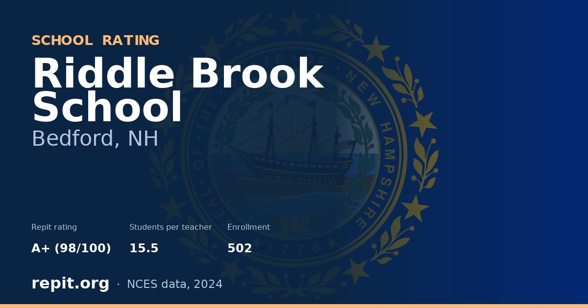 Riddle Brook School, Bedford, NH — Repit school rating A+ (98/100)
