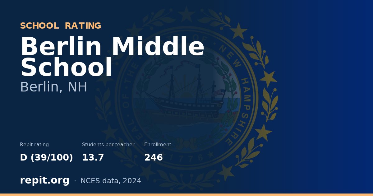 Berlin Middle School, Berlin, NH — Repit school rating D (39/100)