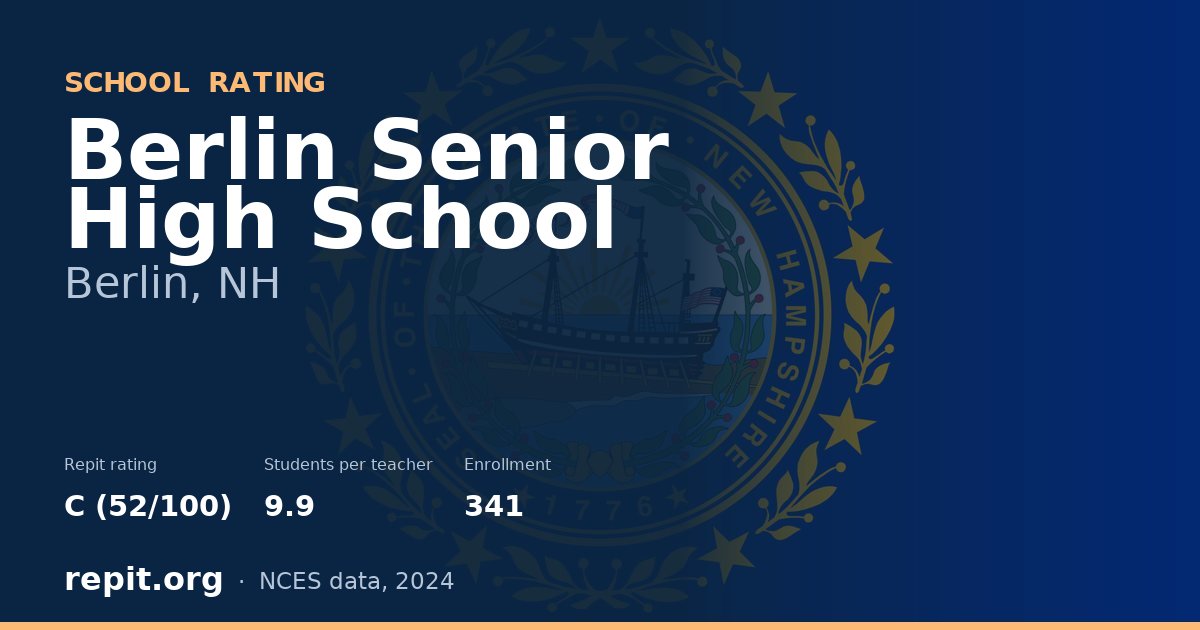 Berlin Senior High School, Berlin, NH — Repit school rating C (52/100)
