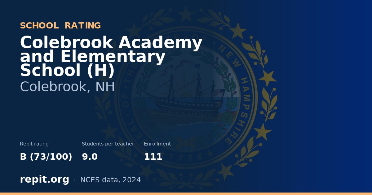 Colebrook Academy and Elementary School (H), Colebrook, NH — Repit school rating B (73/100)