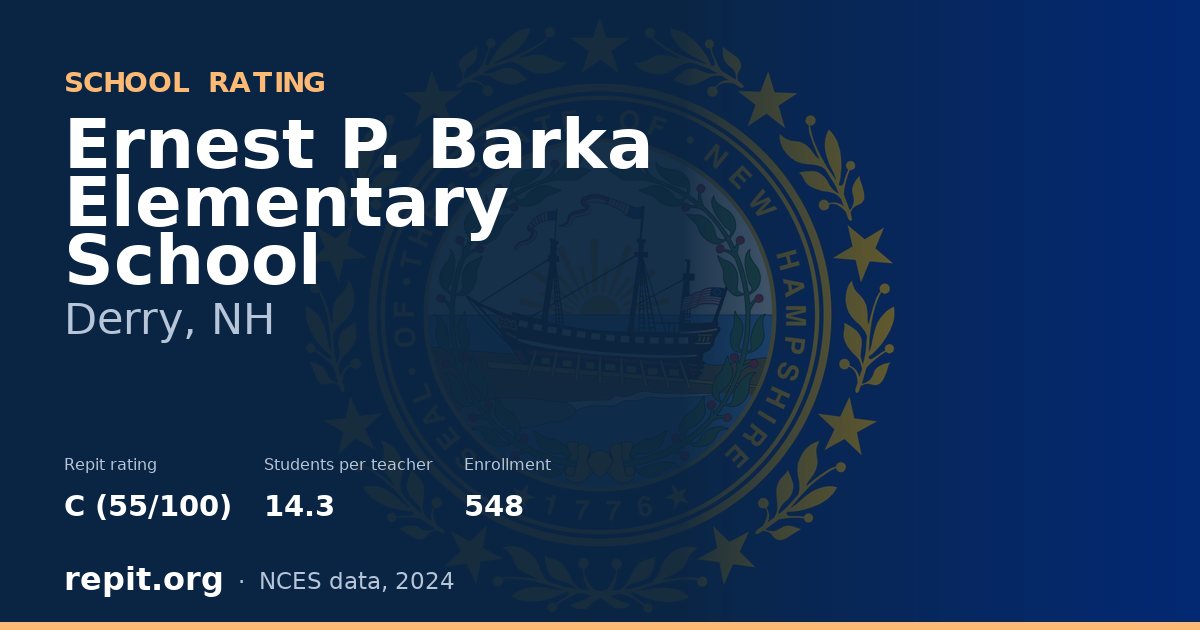 Ernest P. Barka Elementary School, Derry, NH — Repit school rating C (55/100)