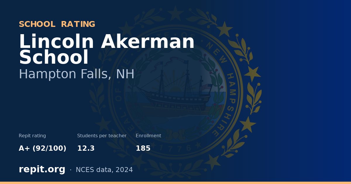Lincoln Akerman School, Hampton Falls, NH — Repit school rating A+ (92/100)