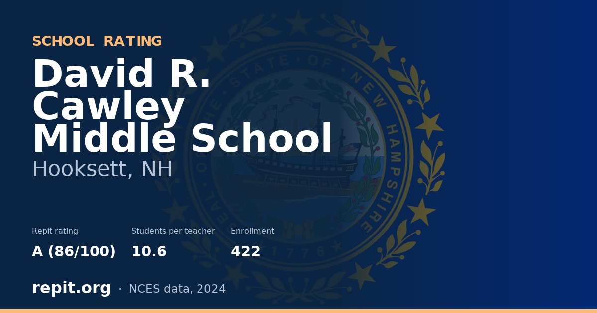 David R. Cawley Middle School, Hooksett, NH — Repit school rating A (86/100)