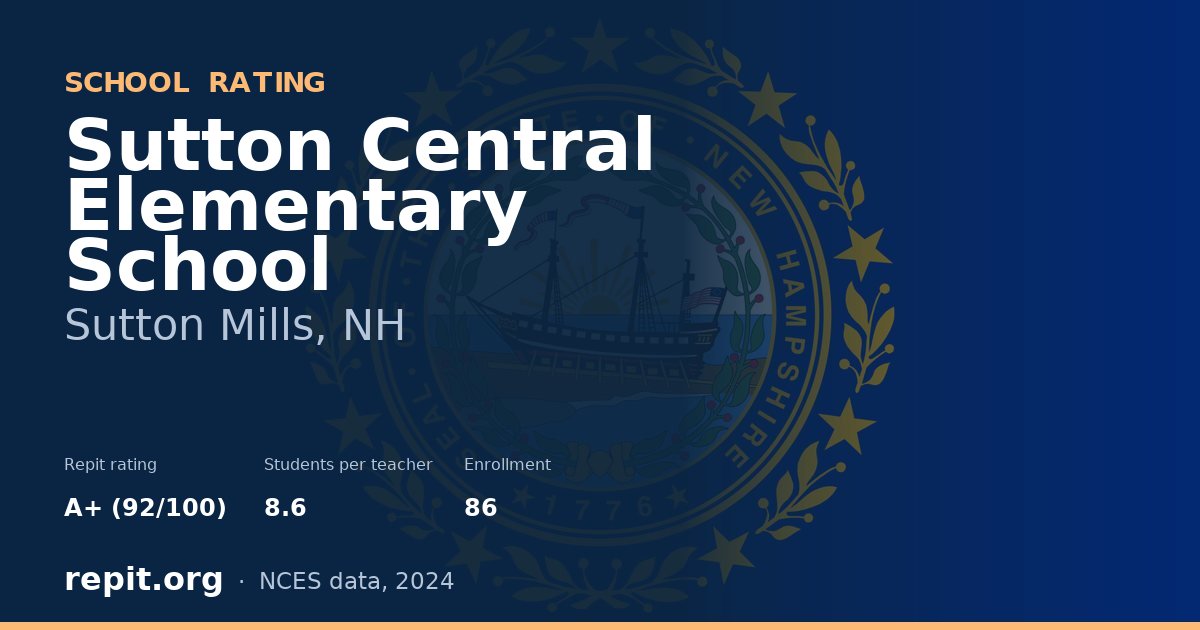 Sutton Central Elementary School, Sutton Mills, NH — Repit school rating A+ (92/100)