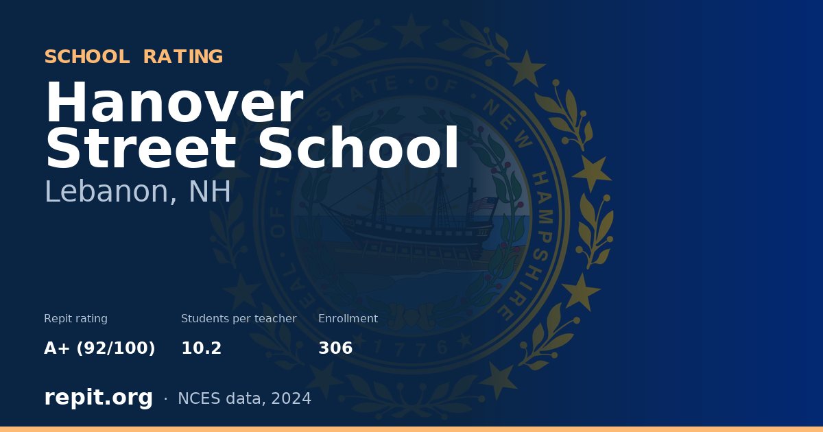 Hanover Street School, Lebanon, NH — Repit school rating A+ (92/100)