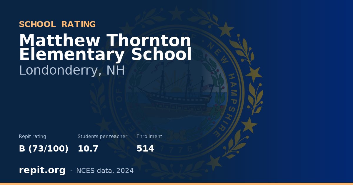 Matthew Thornton Elementary School, Londonderry, NH — Repit school rating B (73/100)