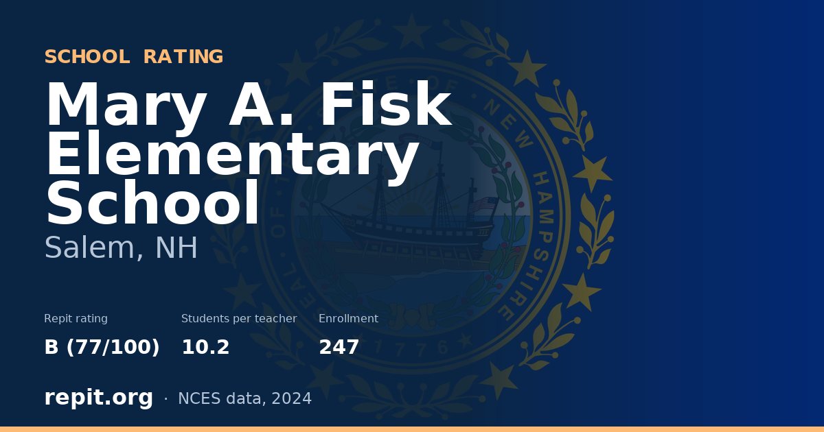 Mary A. Fisk Elementary School, Salem, NH — Repit school rating B (77/100)