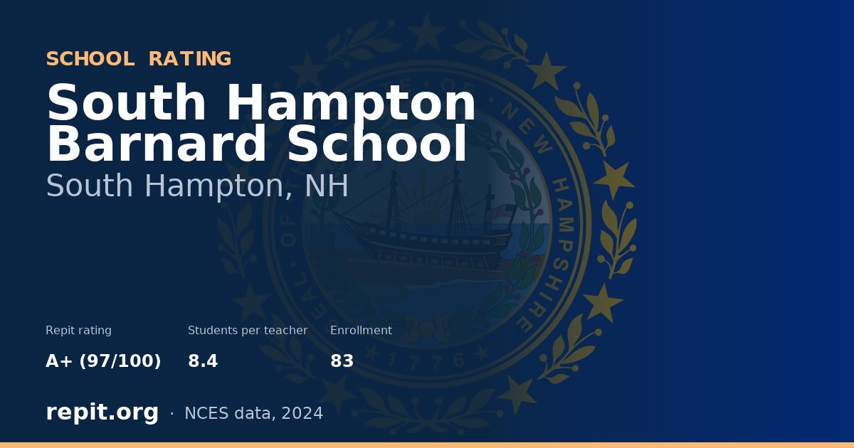 South Hampton Barnard School, South Hampton, NH — Repit school rating A+ (97/100)