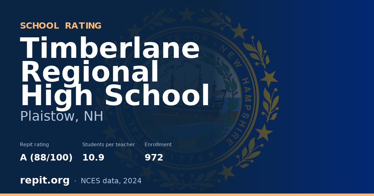 Timberlane Regional High School, Plaistow, NH — Repit school rating A (88/100)