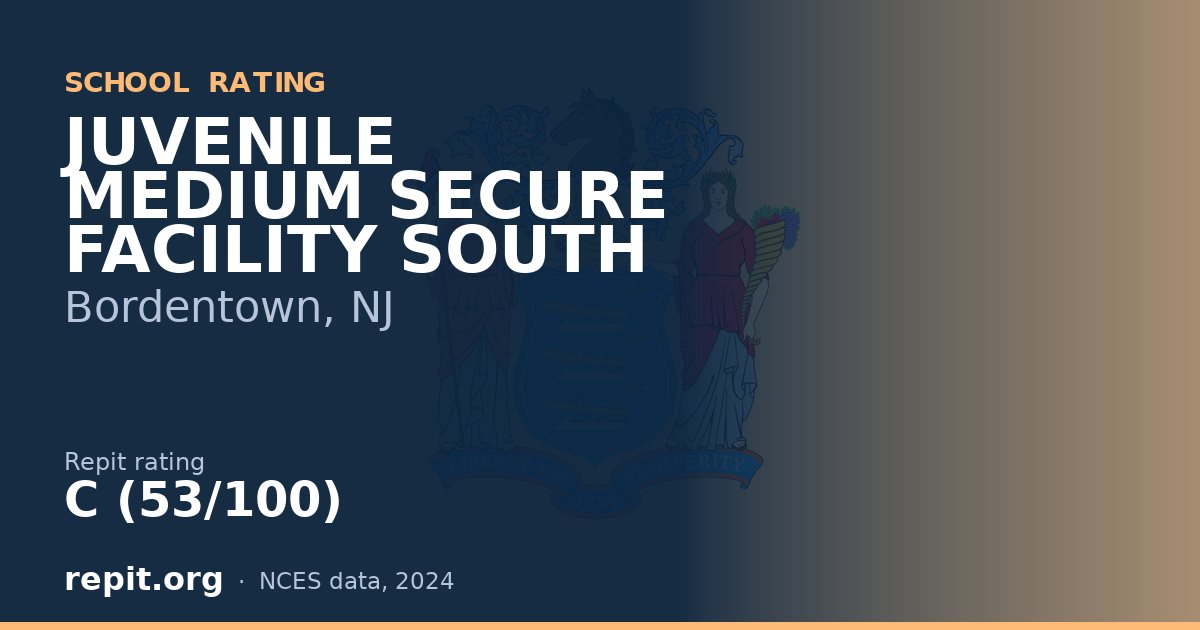 JUVENILE MEDIUM SECURE FACILITY SOUTH, Bordentown, NJ — Repit school rating C (53/100)