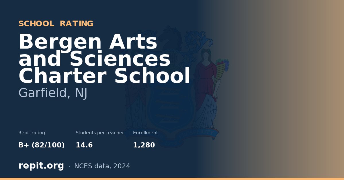 Bergen Arts and Sciences Charter School, Garfield, NJ — Repit school rating B+ (82/100)