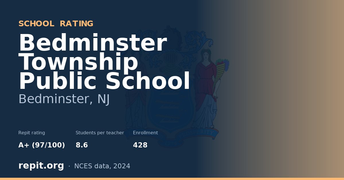 Bedminster Township Public School, Bedminster, NJ — Repit school rating A+ (97/100)