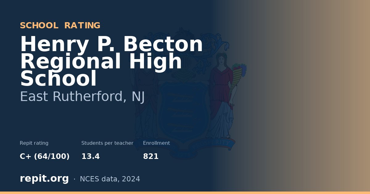 Henry P. Becton Regional High School, East Rutherford, NJ — Repit school rating C+ (64/100)