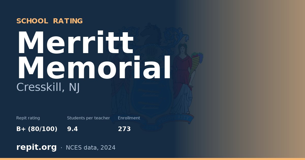 Merritt Memorial, Cresskill, NJ — Repit school rating B+ (80/100)