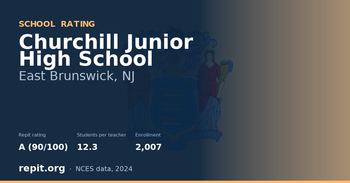 Churchill Junior High School, East Brunswick, NJ — Repit school rating A (90/100)