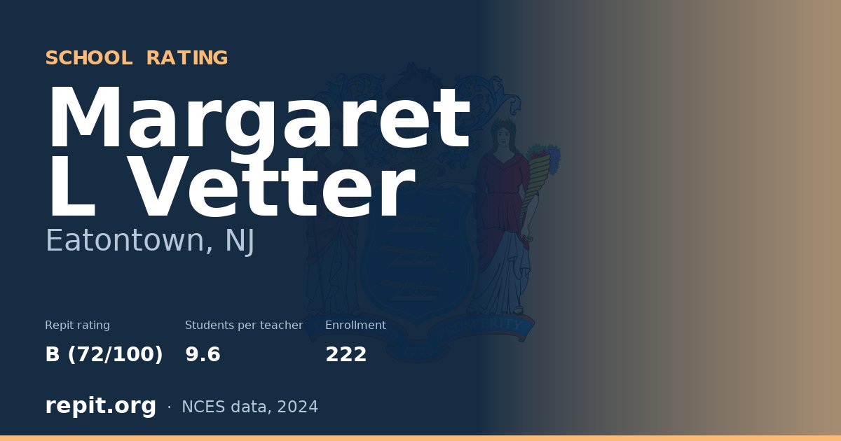 Margaret L Vetter, Eatontown, NJ — Repit school rating B (72/100)