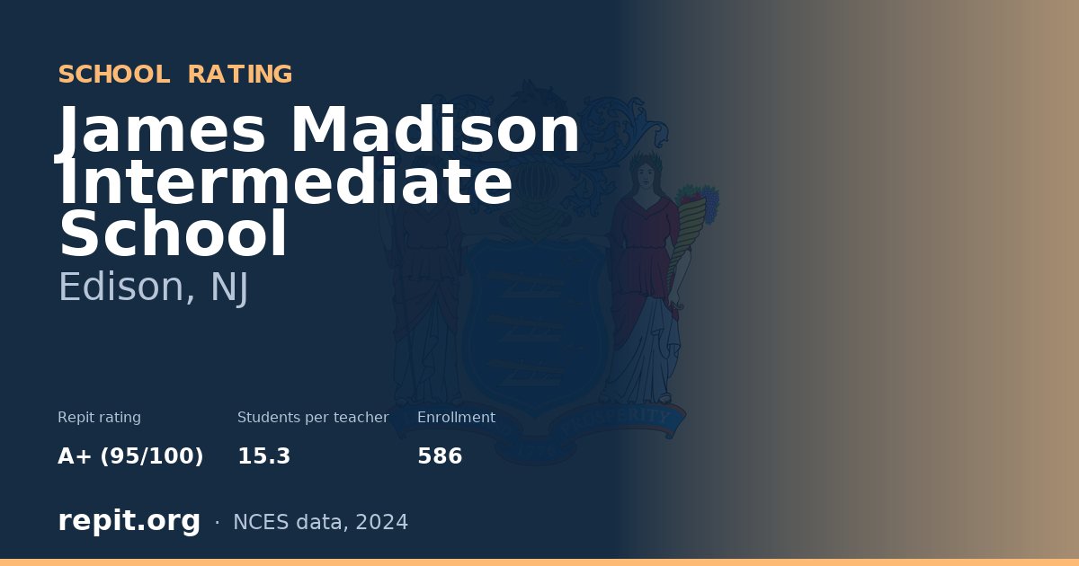 James Madison Intermediate School, Edison, NJ — Repit school rating A+ (95/100)