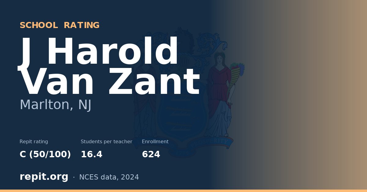 J Harold Van Zant, Marlton, NJ — Repit school rating C (50/100)