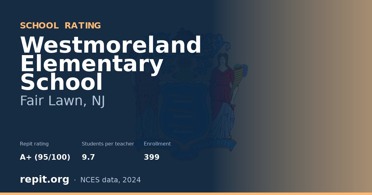 Westmoreland Elementary School, Fair Lawn, NJ — Repit school rating A+ (95/100)