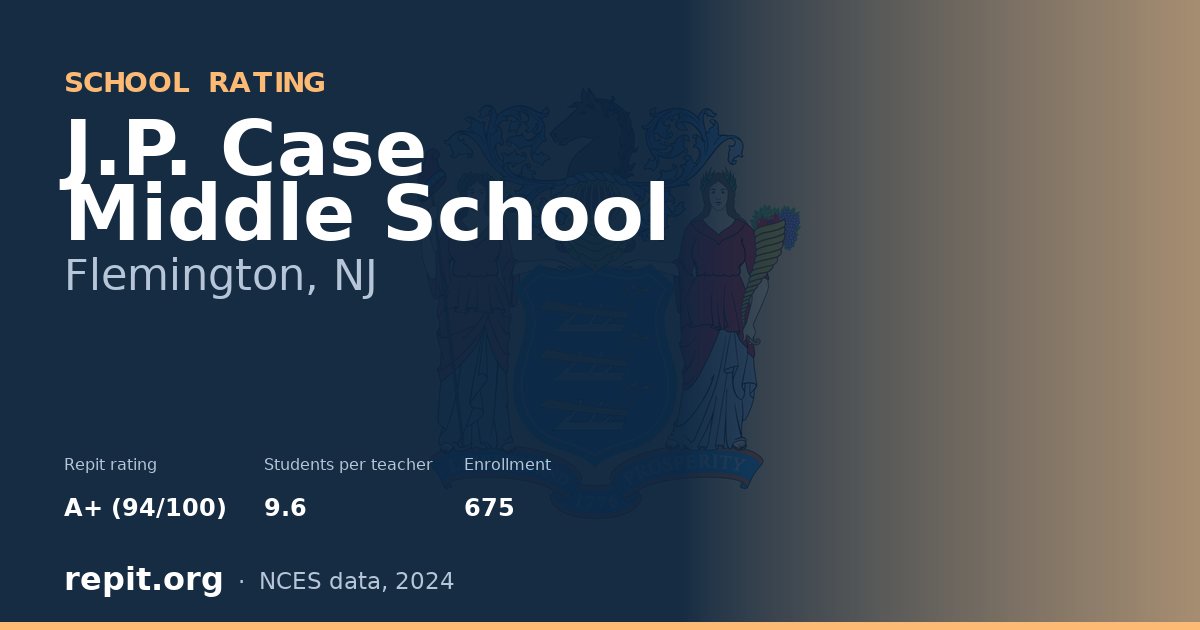 J.P. Case Middle School, Flemington, NJ — Repit school rating A+ (94/100)