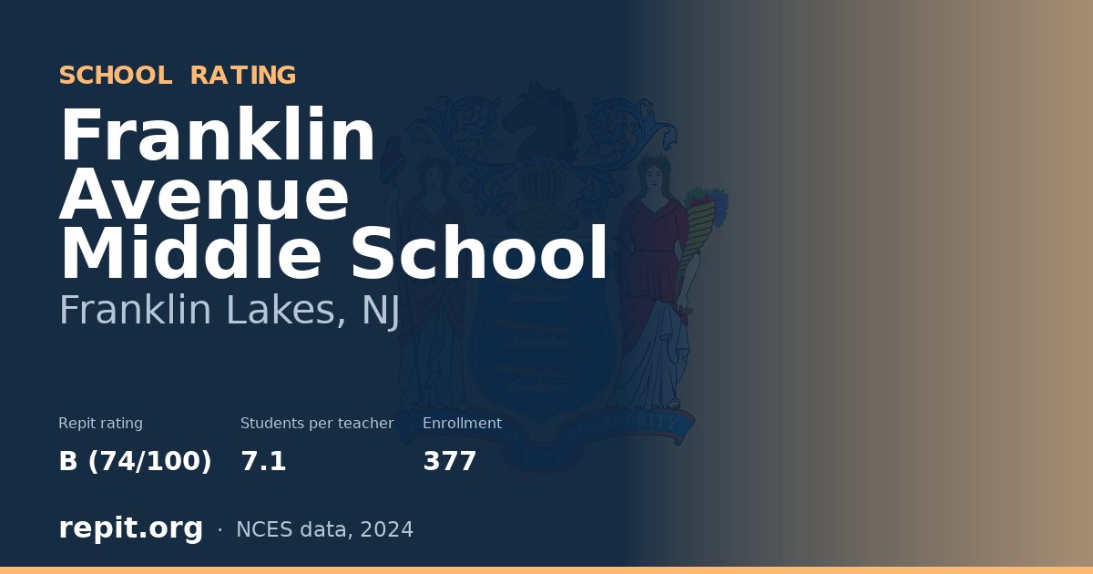 Franklin Avenue Middle School, Franklin Lakes, NJ — Repit school rating B (74/100)