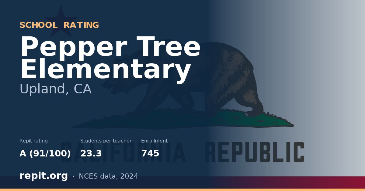 Pepper Tree Elementary, Upland, CA — Repit school rating A (91/100)