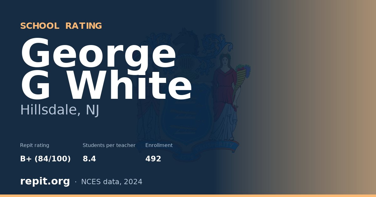 George G White, Hillsdale, NJ — Repit school rating B+ (84/100)