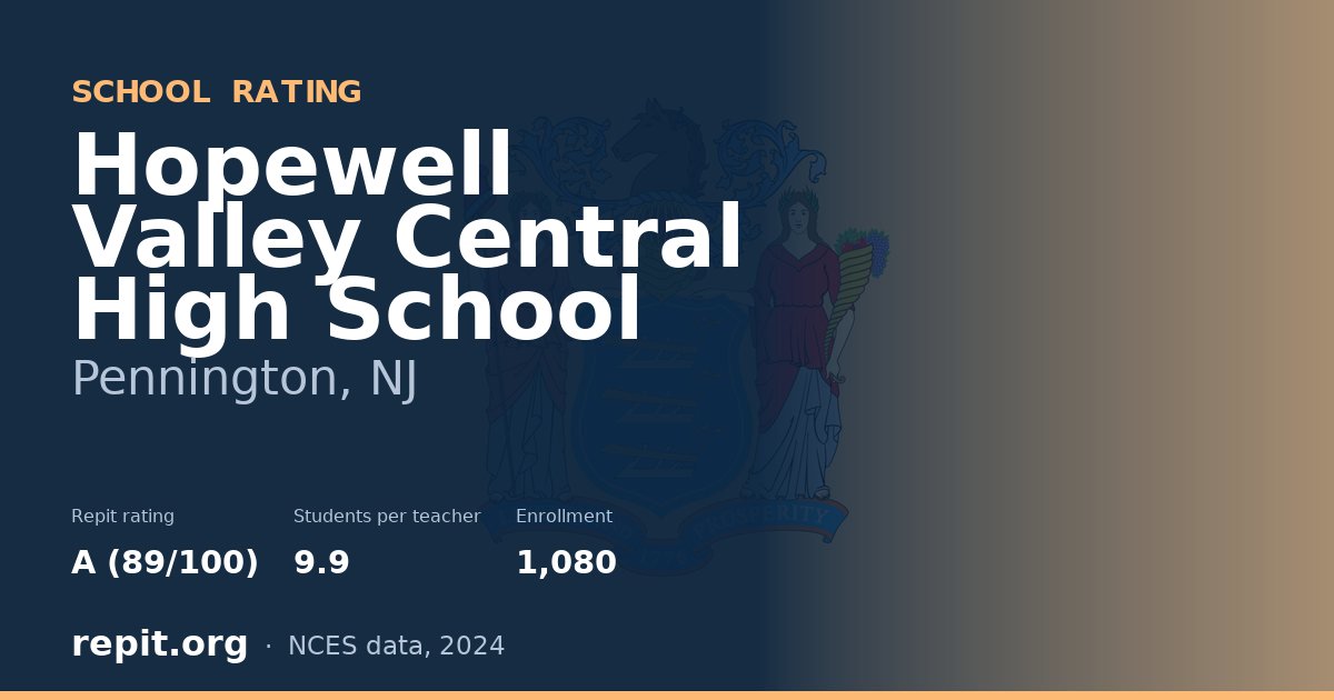 Hopewell Valley Central High School, Pennington, NJ — Repit school rating A (89/100)