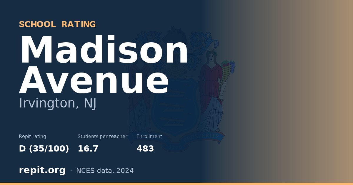 Madison Avenue, Irvington, NJ — Repit school rating D (35/100)
