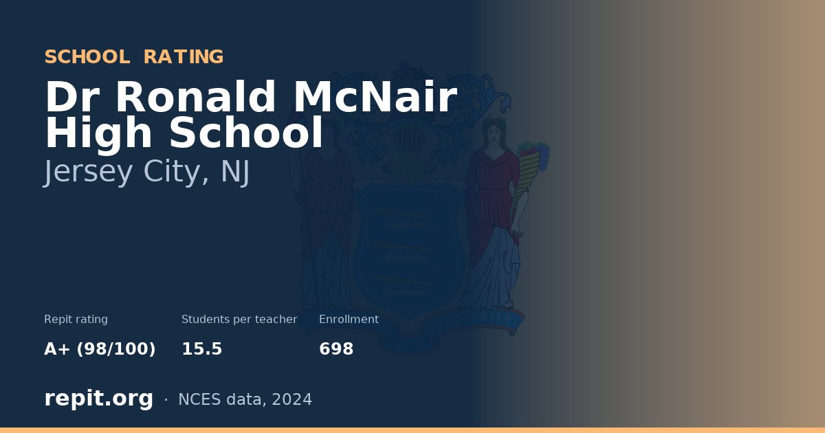 Dr Ronald McNair High School, Jersey City, NJ — Repit school rating A+ (98/100)