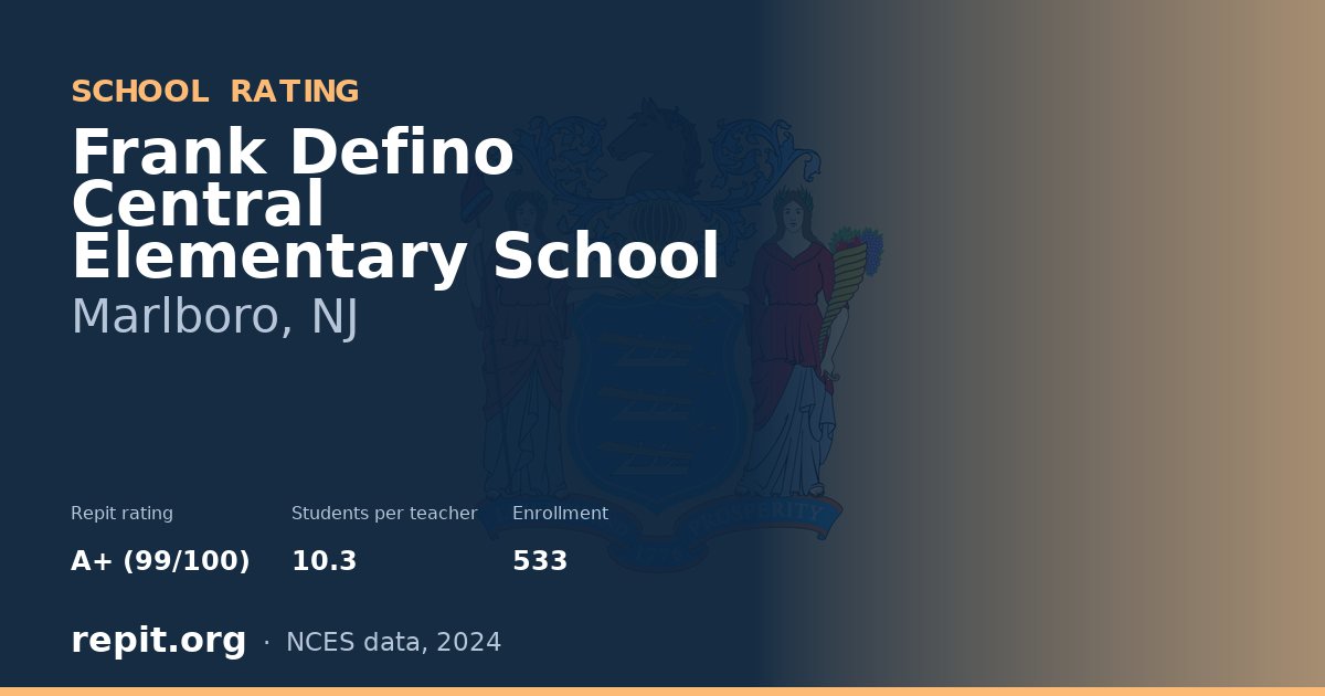 Frank Defino Central Elementary School, Marlboro, NJ — Repit school rating A+ (99/100)