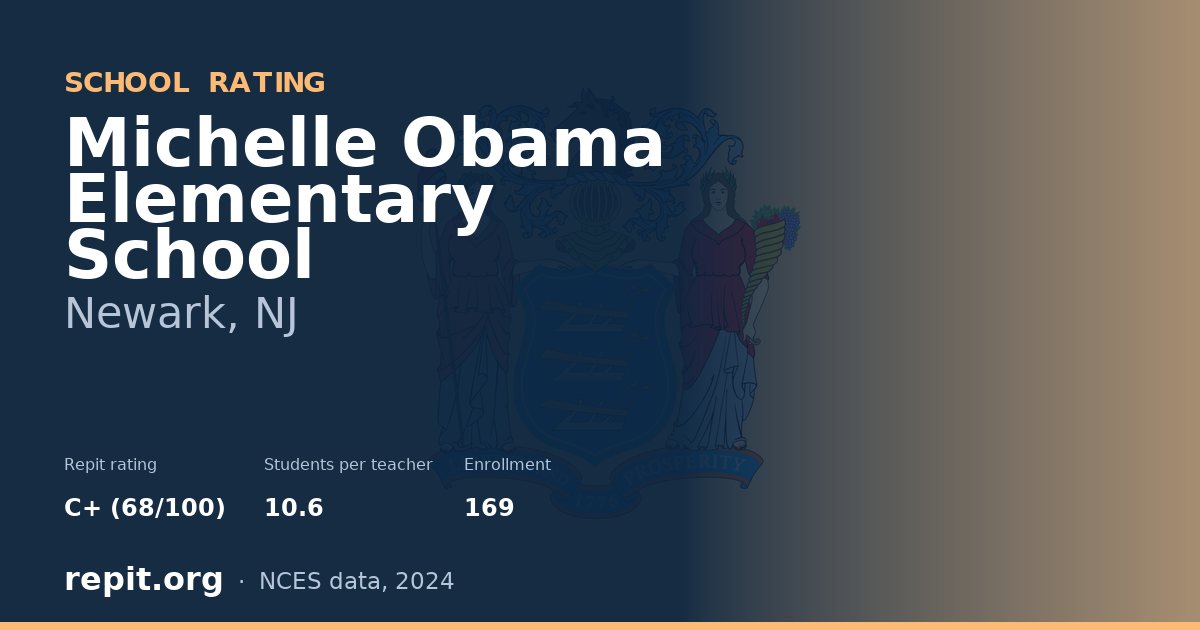 Michelle Obama Elementary School, Newark, NJ — Repit school rating C+ (68/100)
