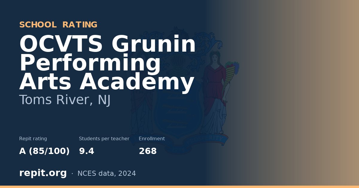 OCVTS Grunin Performing Arts Academy, Toms River, NJ — Repit school rating A (85/100)