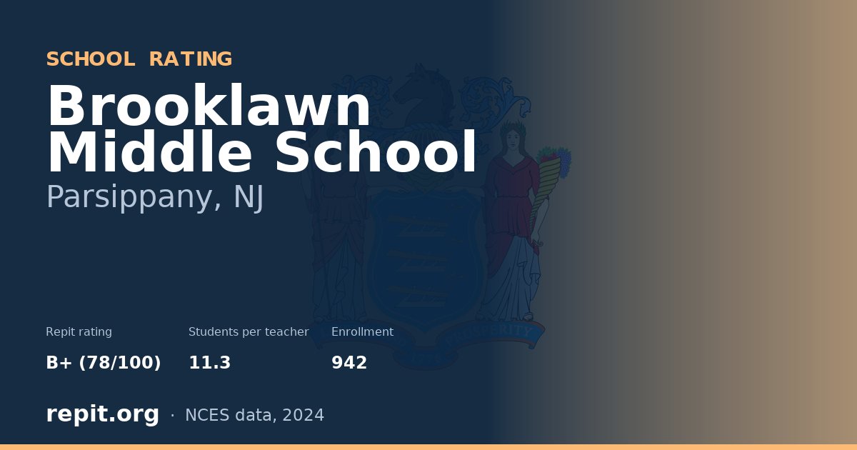 Brooklawn Middle School, Parsippany, NJ — Repit school rating B+ (78/100)