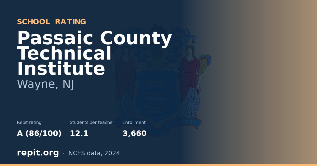 Passaic County Technical Institute, Wayne, NJ — Repit school rating A (86/100)