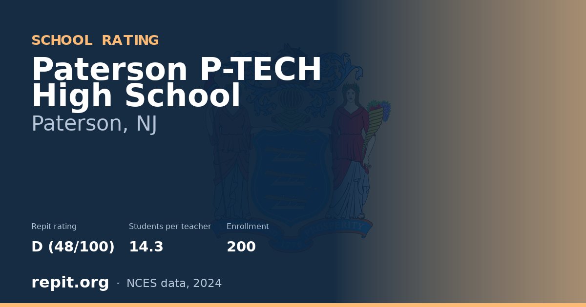 Paterson P-TECH High School, Paterson, NJ — Repit school rating D (48/100)
