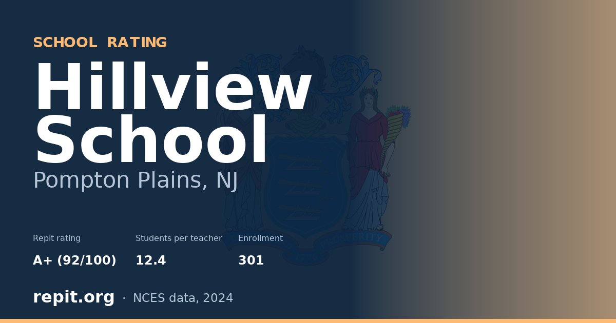 Hillview School, Pompton Plains, NJ — Repit school rating A+ (92/100)